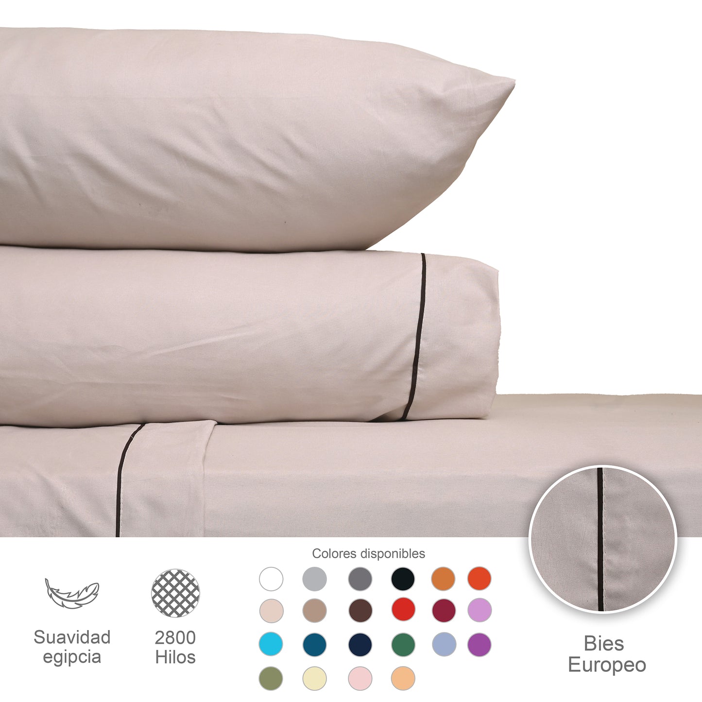 Sábana 2800 Hilos Suave Premium Lisa Soft Nature