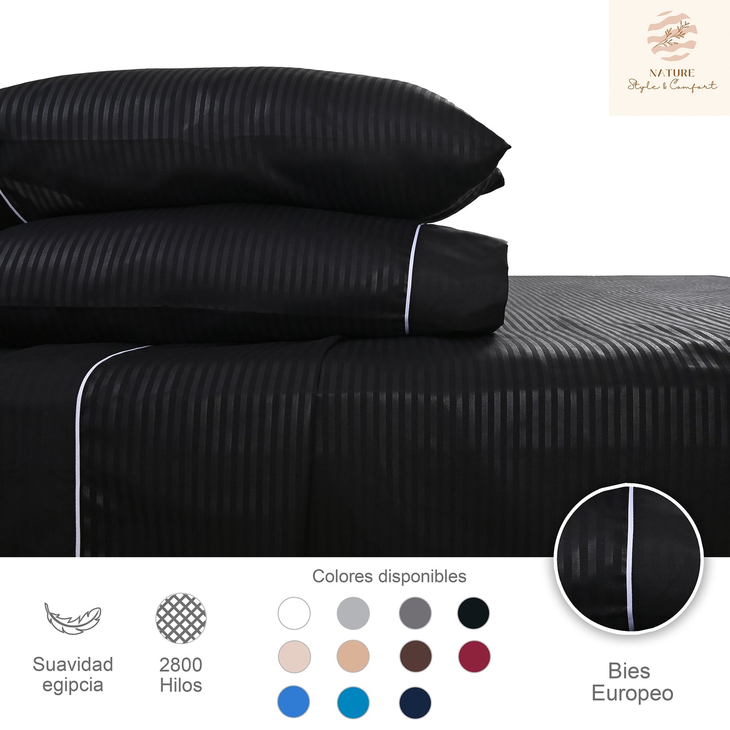 Sábana 2800 Hilos Suave Premium Stripes Soft Nature