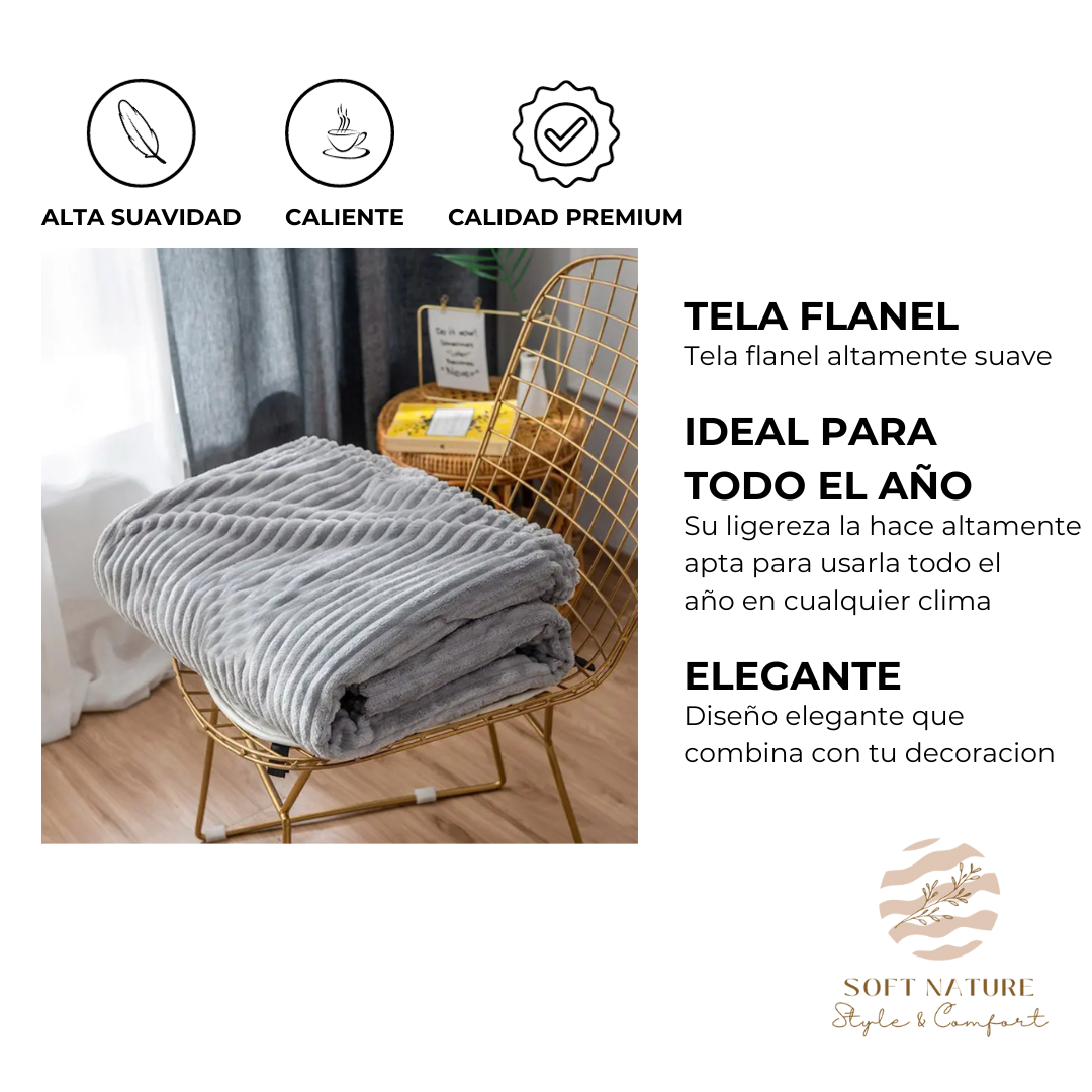 Frazada Cobija Súper Suave Premium Cobertor Stripes Soft Nature