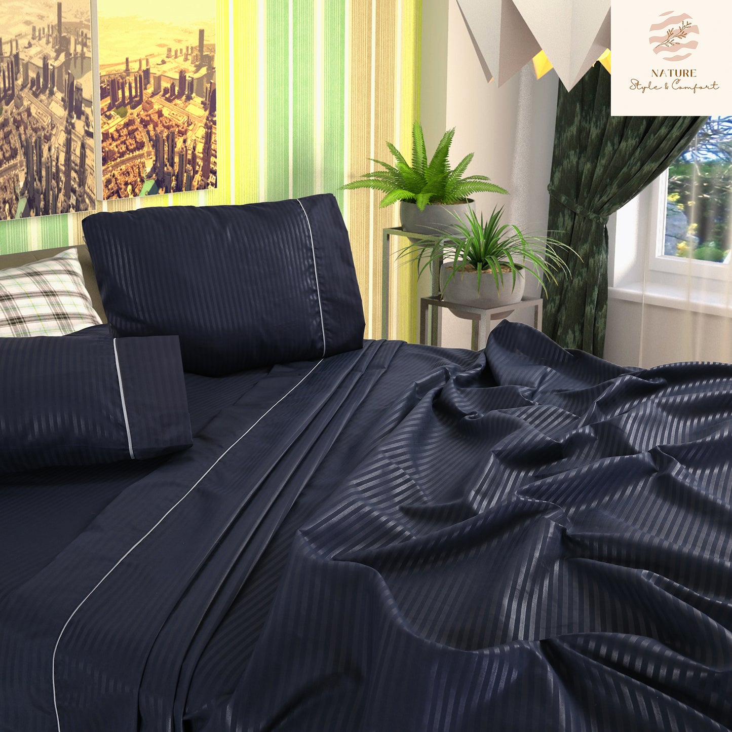 Sábana 2800 Hilos Suave Premium Stripes Soft Nature