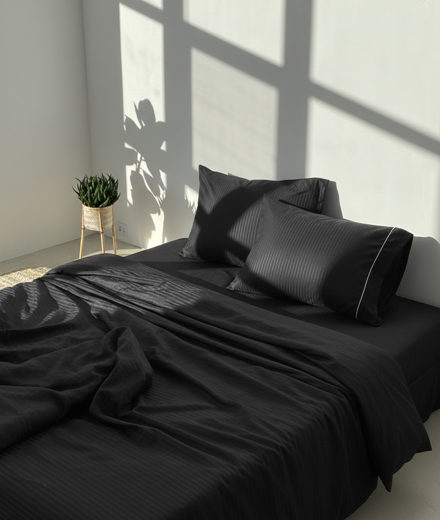 Juego de Sábanas Raye Negro 2800 hilos SOFT NATURE