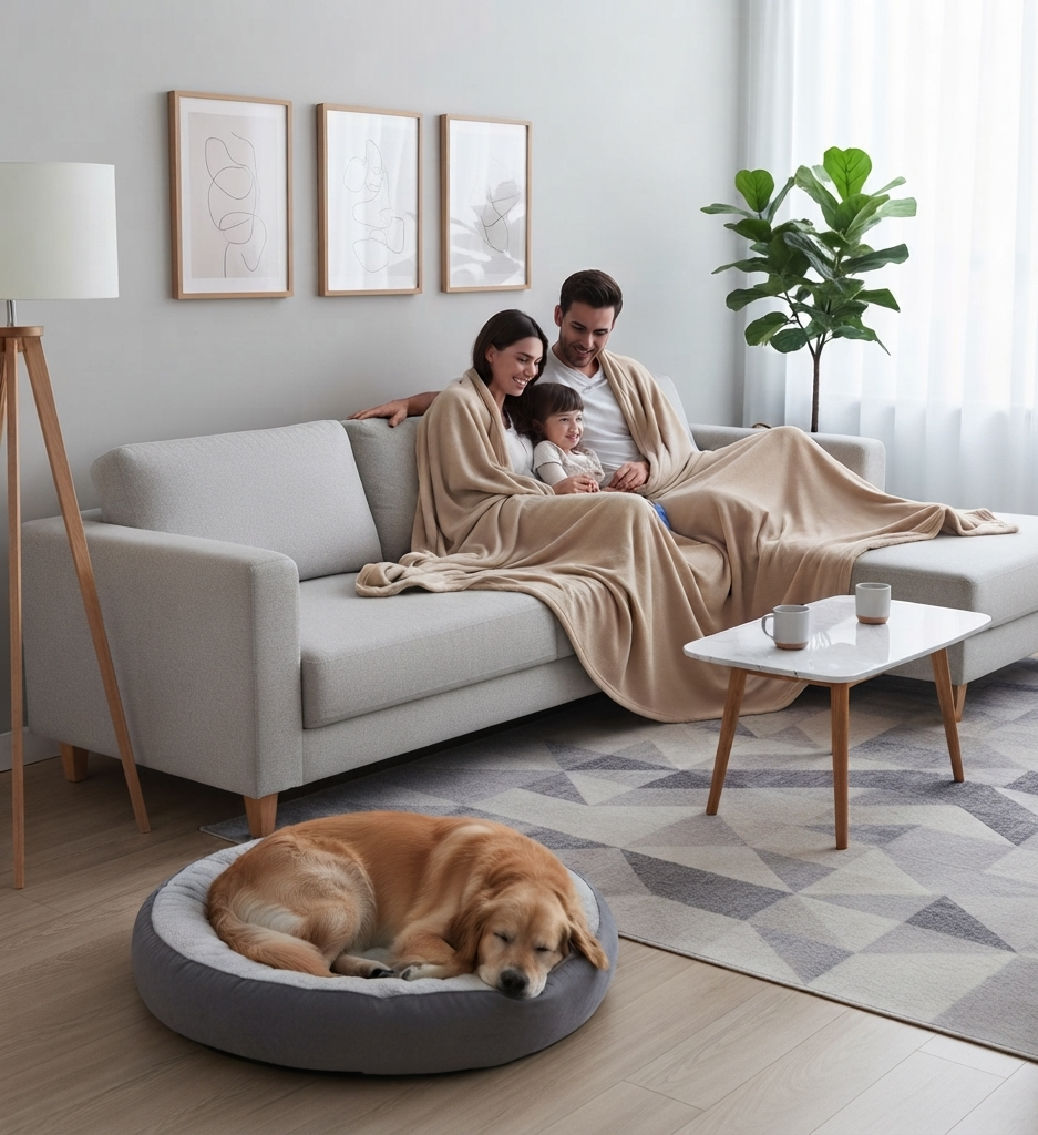 Frazada Lisse súper suave sobre cama SOFT NATURE