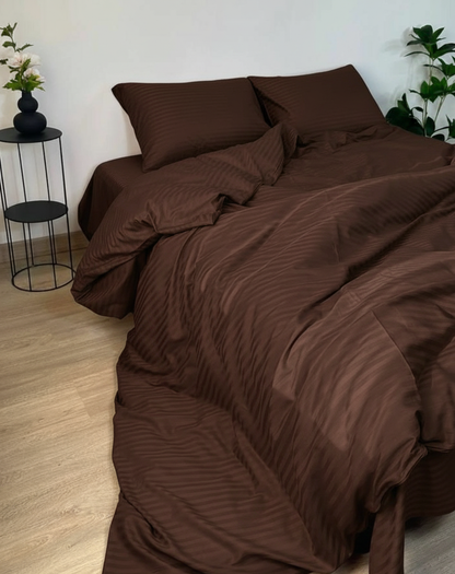 Juego de Sábanas Raye Chocolate 2800 hilos SOFT NATURE