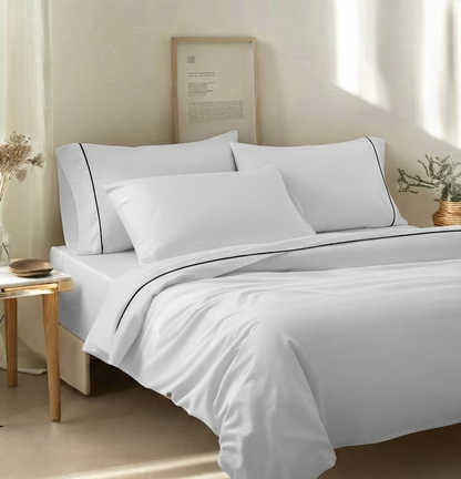 Juego de Sábanas Raye Blanco 2800 hilos SOFT NATURE
