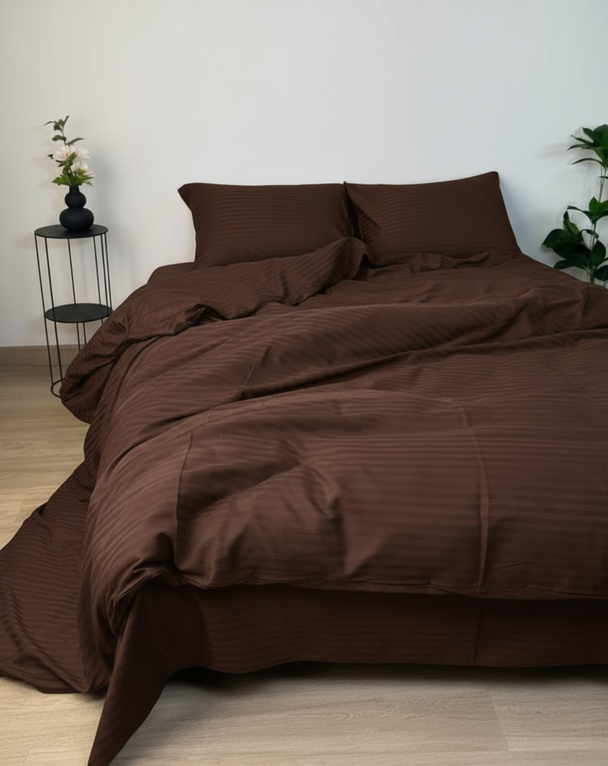 Juego de Sábanas Raye Chocolate 2800 hilos SOFT NATURE
