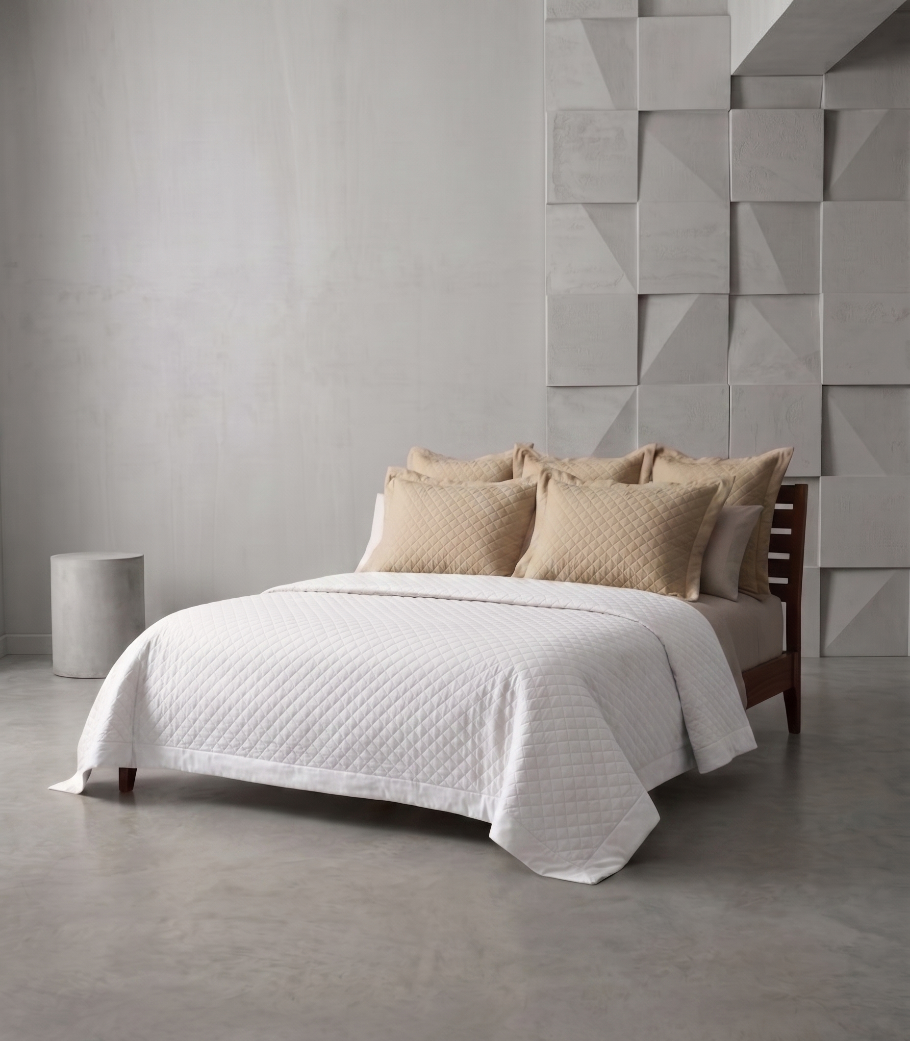 Colcha Bouti Blanco y Arena detalle SOFT NATURE