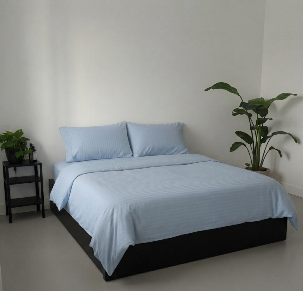 Juego de Sábanas Raye Baby Blue 2800 hilos SOFT NATURE