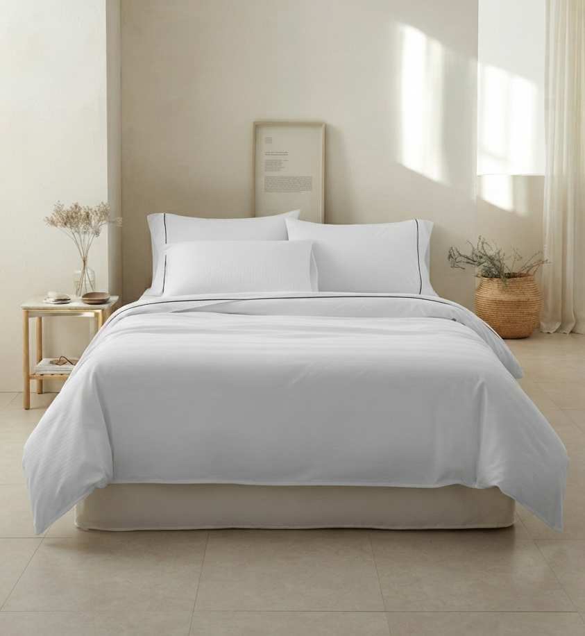 Juego de Sábanas Raye Blanco 2800 hilos SOFT NATURE