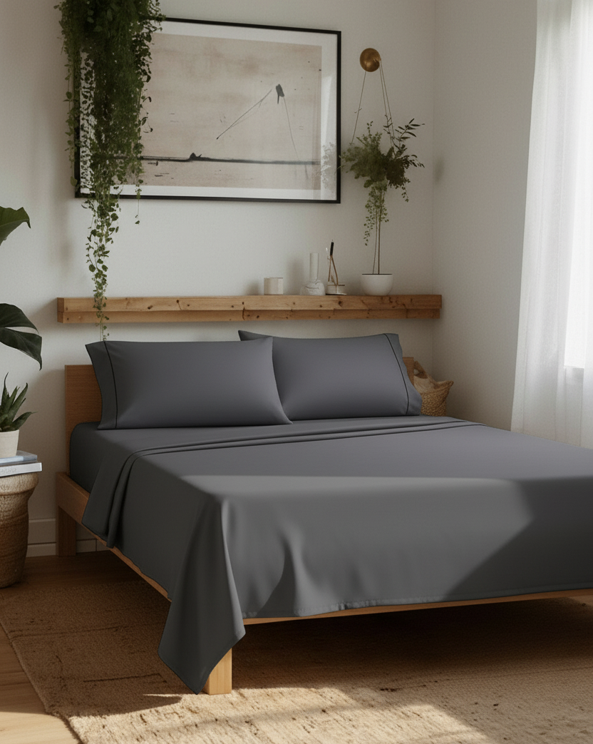Sábanas Lisas Oxford sobre cama SOFT NATURE